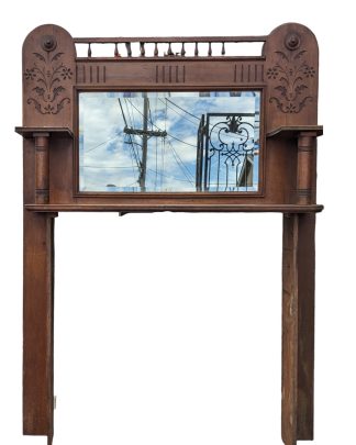 Vintage Oak Fireplace Surround With Mirror