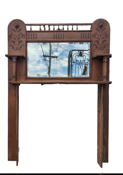 Vintage Oak Fireplace Surround With Mirror