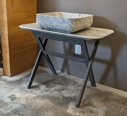 Kreoo Carrara Marble Bathroom Vessel Sink & Countertop - Image 4