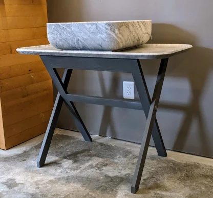 Kreoo Carrara Marble Bathroom Vessel Sink & Countertop - Image 3