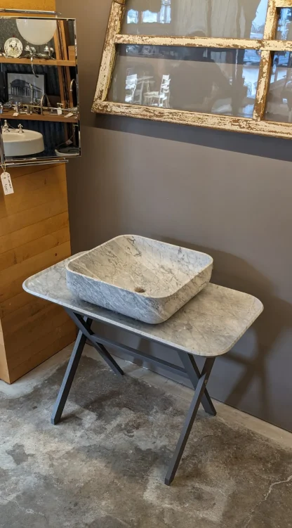 Kreoo Carrara Marble Bathroom Vessel Sink & Countertop - Image 2