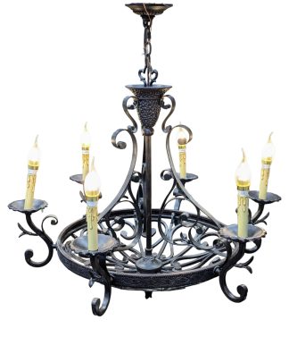 6-Light Wrought Iron Chandelier