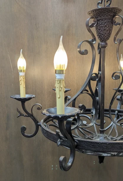 6-Light Wrought Iron Chandelier - Image 2
