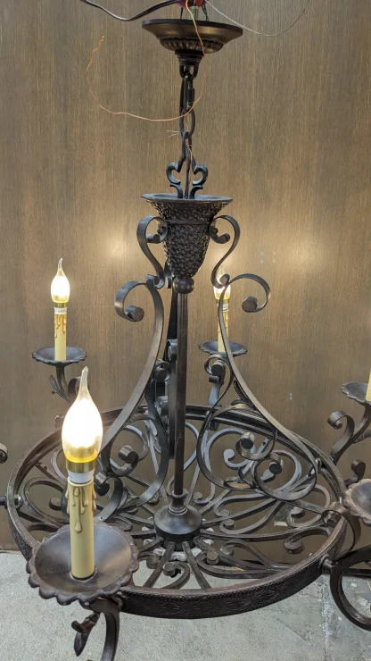 6-Light Wrought Iron Chandelier - Image 3