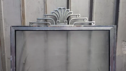 Vintage Etched Shower Glass Door With Hinge - Image 4