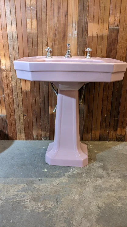1931 Vintage Rose-Pink Eljer Toilet and Pedestal Sink - Image 11
