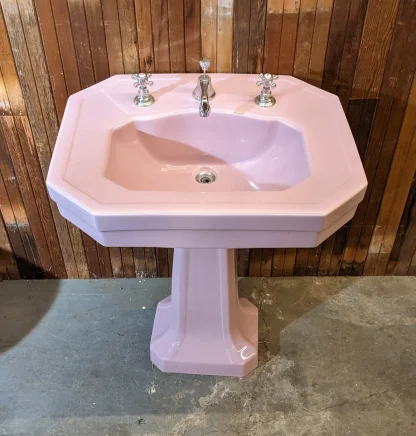 1931 Vintage Rose-Pink Eljer Toilet and Pedestal Sink - Image 9