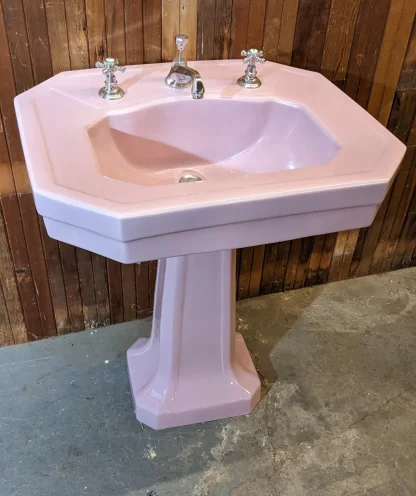 1931 Vintage Rose-Pink Eljer Toilet and Pedestal Sink - Image 2