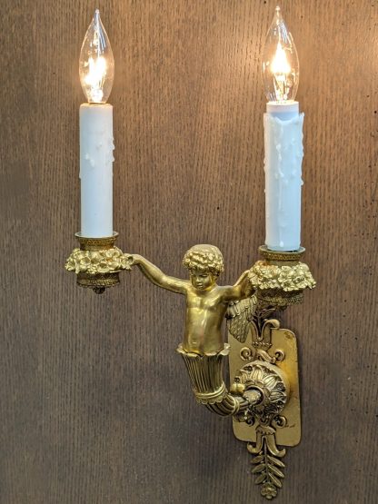 Gilt Bronze Cherub Sconces - Image 7