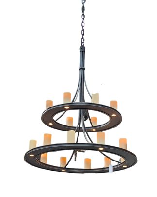 2-Tier Wrought Iron Wagon Wheel Chandelier