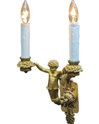 Gilt Bronze Cherub Sconces