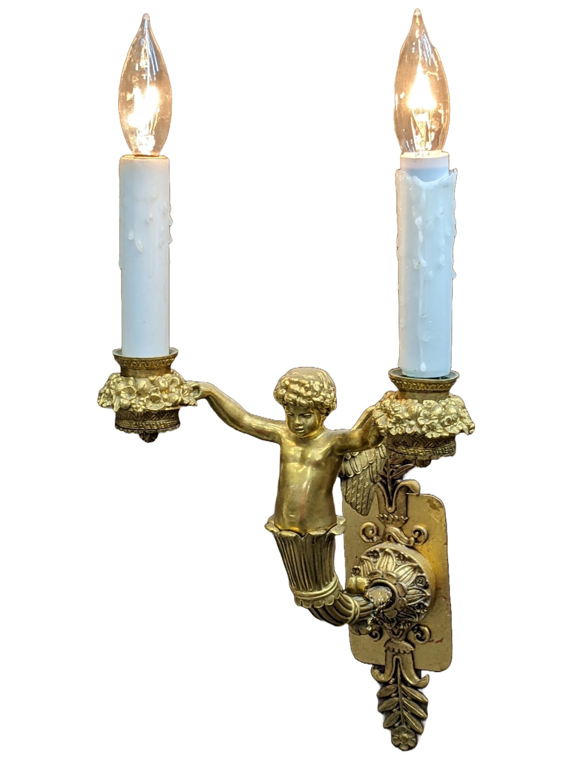 Gilt Bronze Cherub Sconces