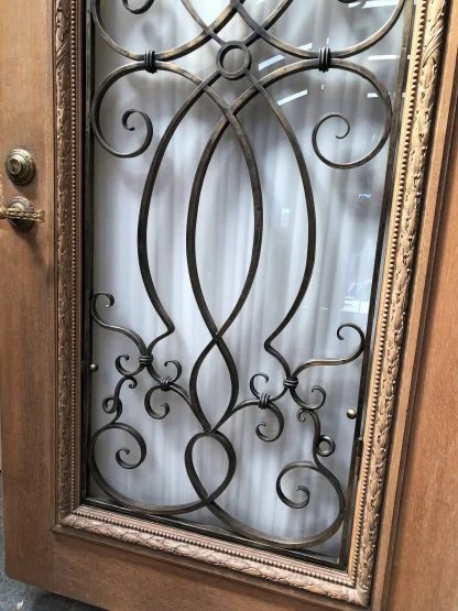 Vintage Entry Door With Wrought Bronze Grill - Image 5