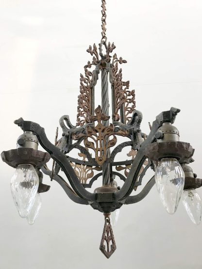 Gothic Revival Wrought Iron Chandelier - Image 5