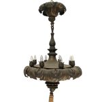 Beaux Arts 1930's Bronze Chandelier