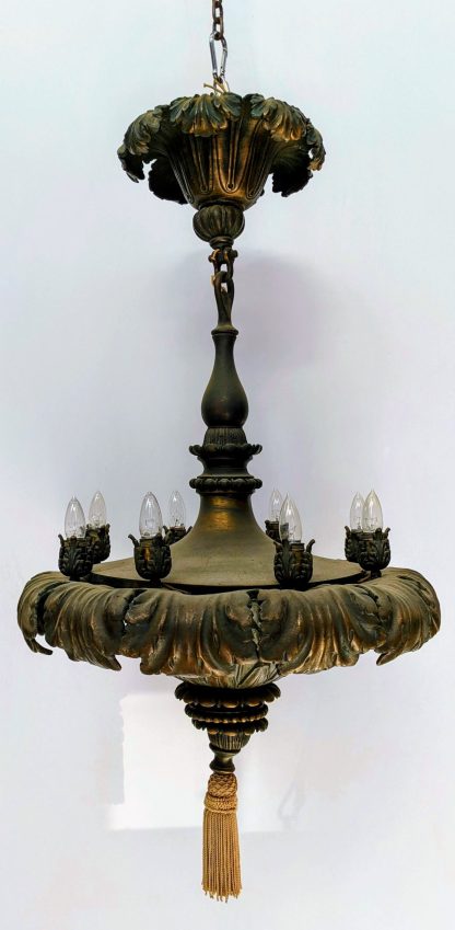 Beaux Arts 1930's Bronze Chandelier - Image 9