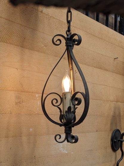 Vintage Spanish Revival Wrought Iron Pendant - Image 4