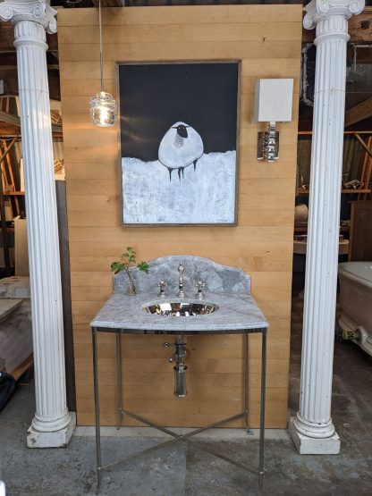 Grey Marble and Polished Nickel Washstand by Waterworks - Image 8