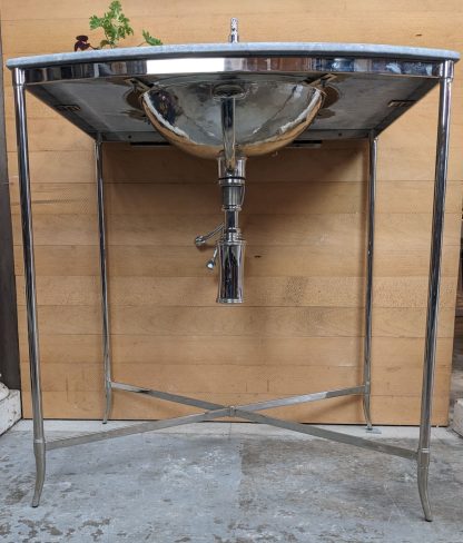 Grey Marble and Polished Nickel Washstand by Waterworks - Image 10