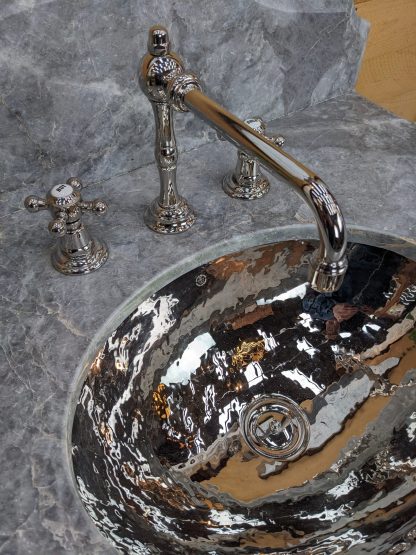 Grey Marble and Polished Nickel Washstand by Waterworks - Image 12