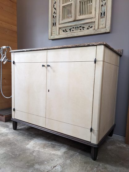 Bathroom Vanity with Marble Top and Hammered Copper Sink - Image 2