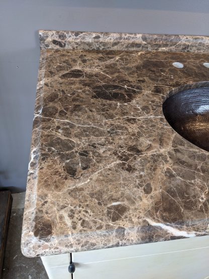 Bathroom Vanity with Marble Top and Hammered Copper Sink - Image 8
