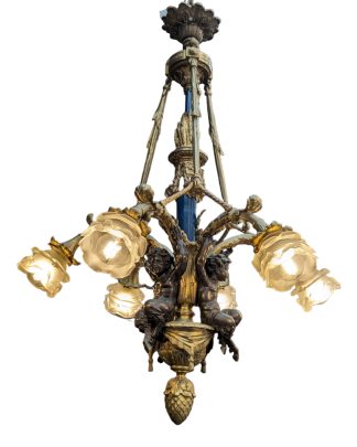 Belle Epoque Bronze 6-Arm Chandelier