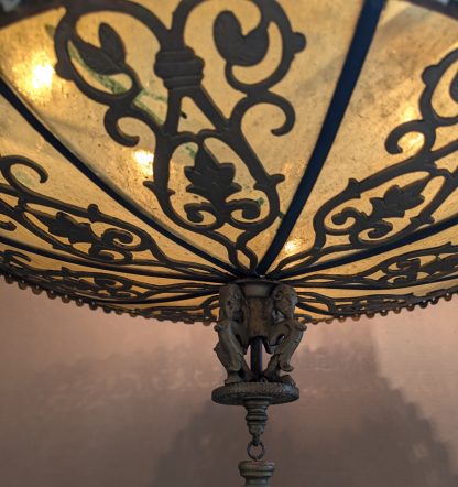 Vintage Wrought Iron and Bronze Spanish Revival Chandelier - Image 8