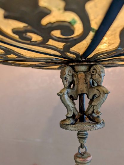 Vintage Wrought Iron and Bronze Spanish Revival Chandelier - Image 5