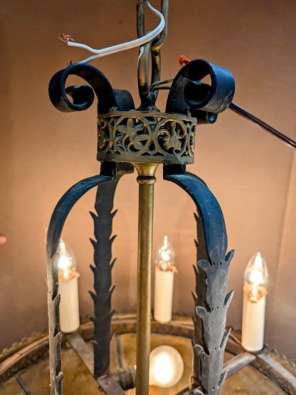 Vintage Wrought Iron and Bronze Spanish Revival Chandelier - Image 3
