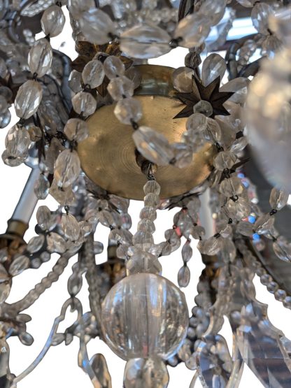 Antique 2-Tiered French Crystal and Brass Beaded Chandelier - Image 5