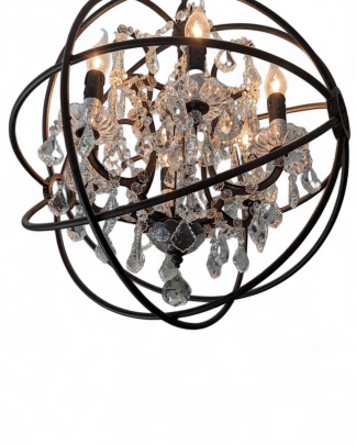 Iron and Crystal Sphere Chandelier From Elegant Lighting's Geneva Collection