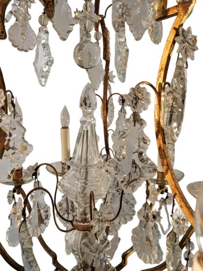 Antique Louis XV Style Crystal and Brass Chandelier - Image 4