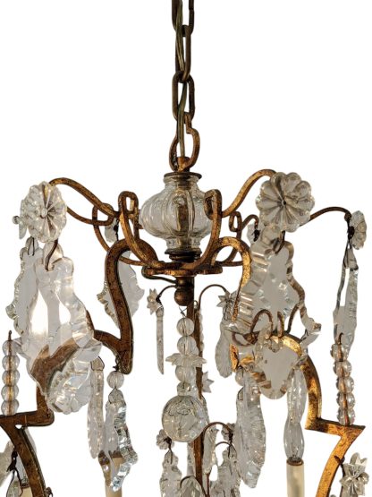 Antique Louis XV Style Crystal and Brass Chandelier - Image 5