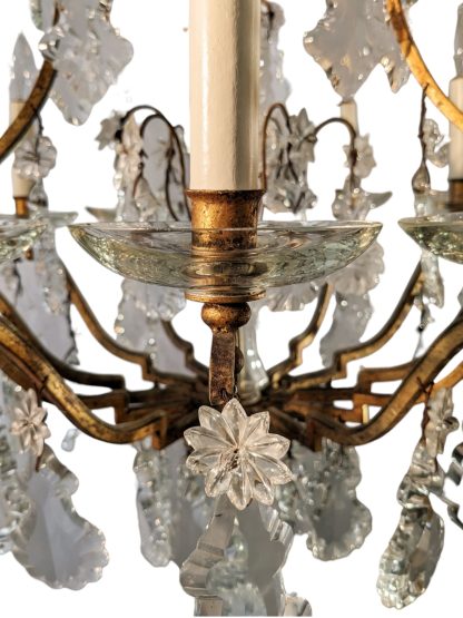 Antique Louis XV Style Crystal and Brass Chandelier - Image 6