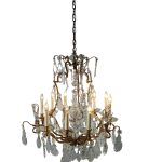 Antique Louis XV Style Crystal and Brass Chandelier