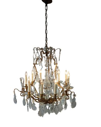 Antique Louis XV Style Crystal and Brass Chandelier
