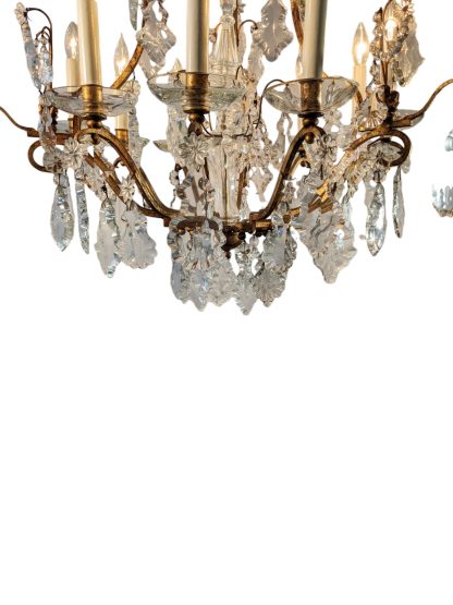 Antique Louis XV Style Crystal and Brass Chandelier - Image 8