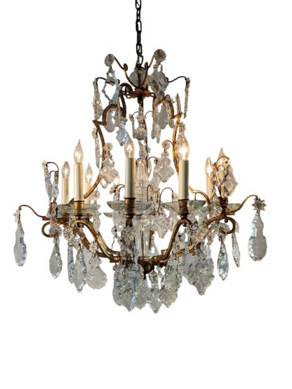 Antique Louis XV Style Crystal and Brass Chandelier - Image 9