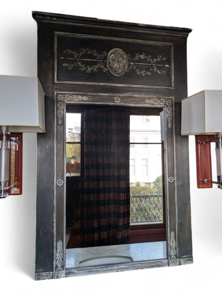 Wood Neoclassical Trumeau Style Wall Mirror