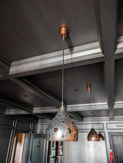 Nanny Still Brutalist Copper and Amber Glass Pendant Lights - Image 6
