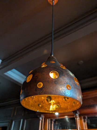 Nanny Still Brutalist Copper and Amber Glass Pendant Lights - Image 5