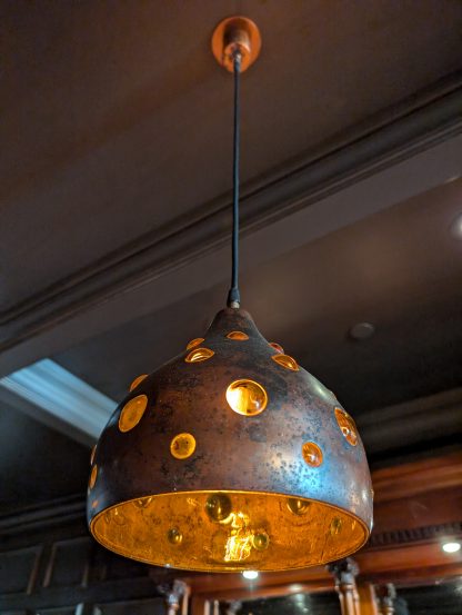 Nanny Still Brutalist Copper and Amber Glass Pendant Lights - Image 4
