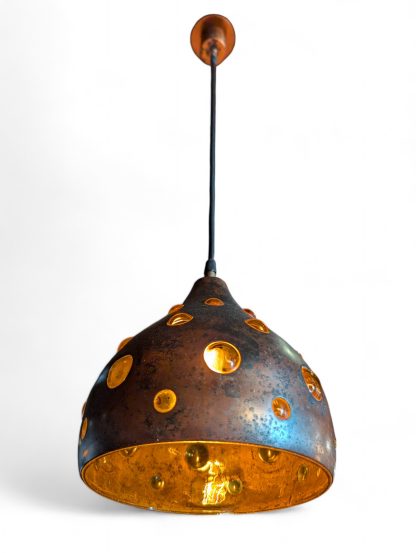 Nanny Still Brutalist Copper and Amber Glass Pendant Lights - Image 2