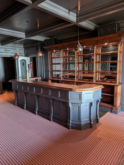 English Pub Style Mahogany Bar with Fixtures and Appliances