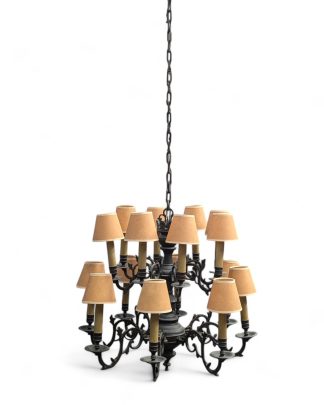 2-Tiered Dark Bronze Dutch Colonial Chandelier