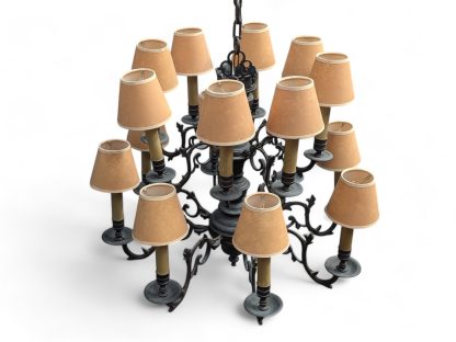 2-Tiered Dark Bronze Dutch Colonial Chandelier - Image 2
