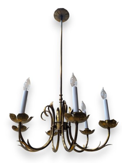 Antique Brass Finished 6-Arm Chandelier by Grag Studios