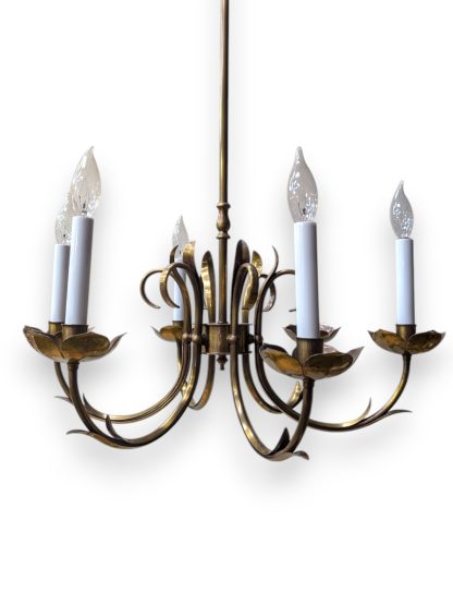 Antique Brass Finished 6-Arm Chandelier by Grag Studios - Image 2