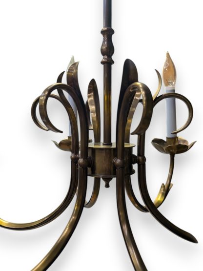 Antique Brass Finished 6-Arm Chandelier by Grag Studios - Image 5